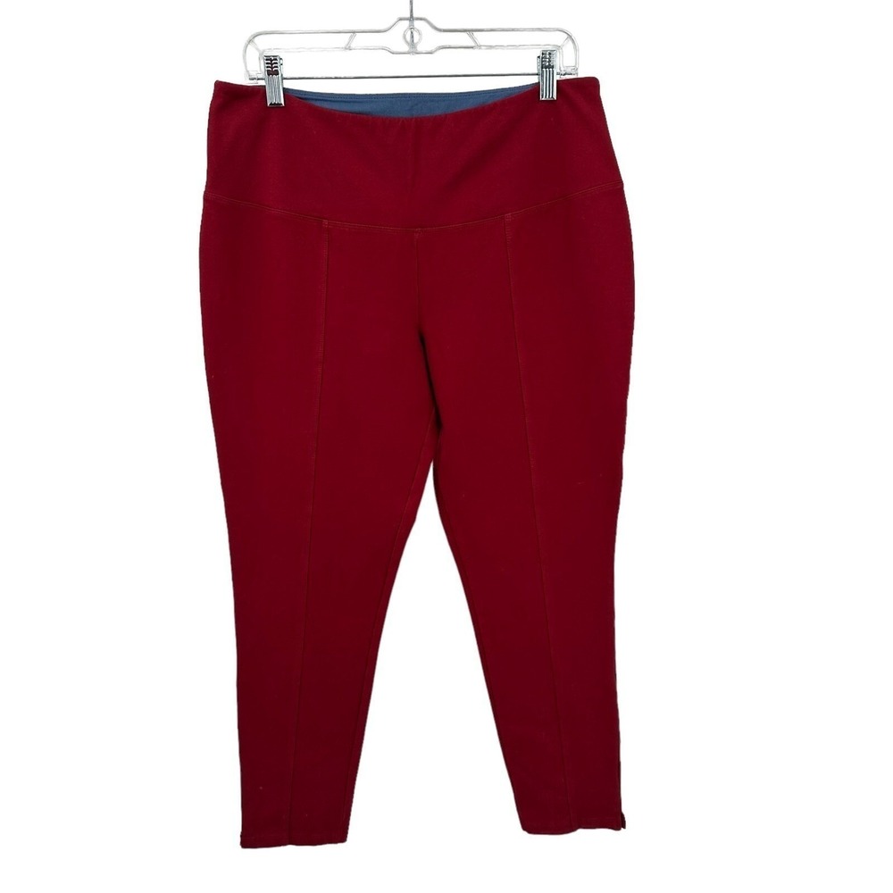 Women with Control Burgundy Red Leggings High Waist Stretch Cotton Blend Size L